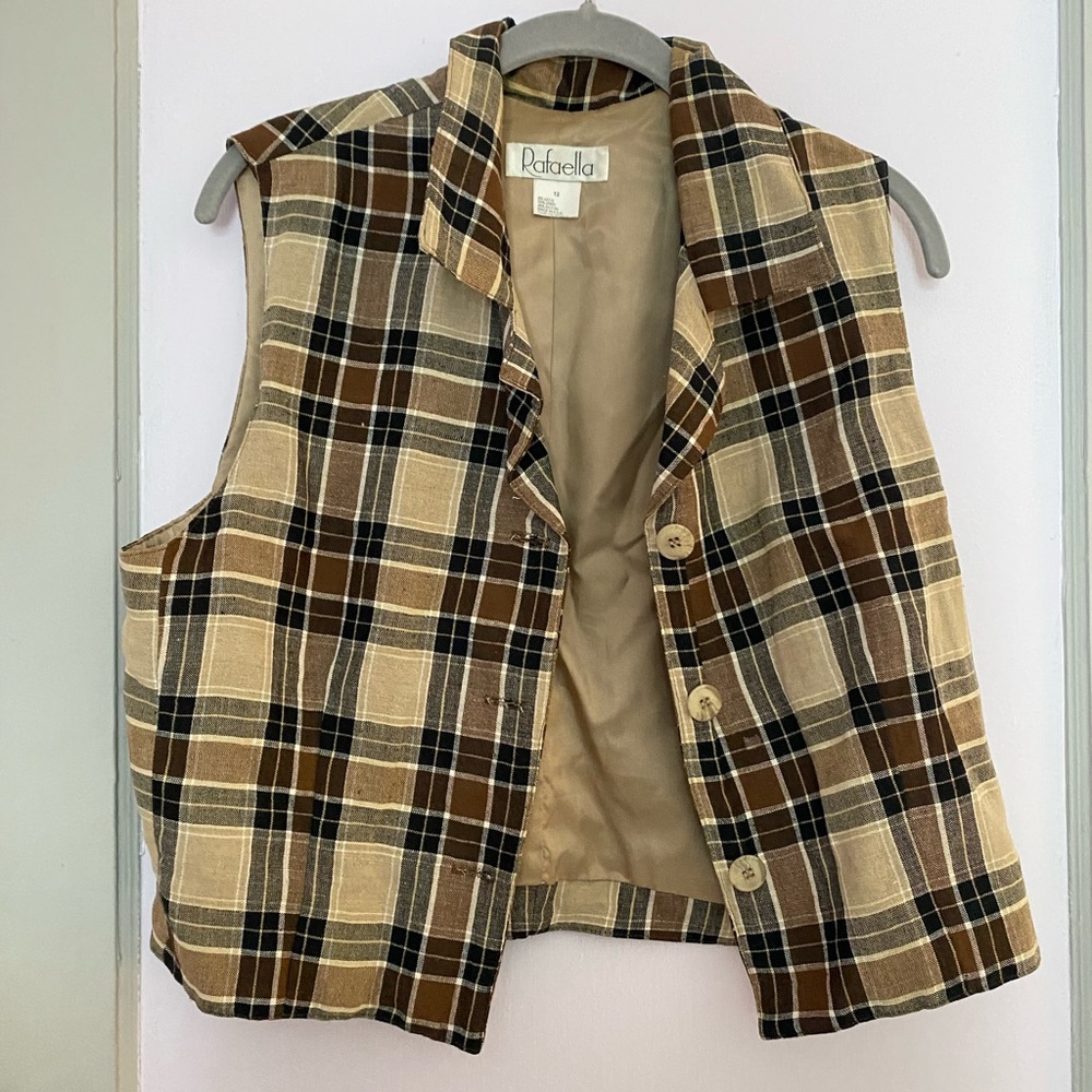 plaid mini vest